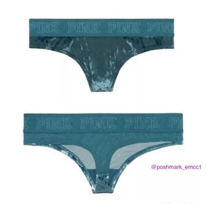 VS Pink Logo Thong Panties Lace Velvet Velour XS
